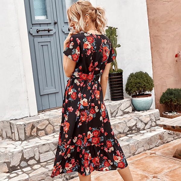 Black Dress Red Floral - Image 5