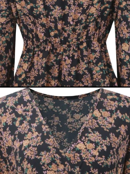 Black Floral Print Short Dress - Image 3