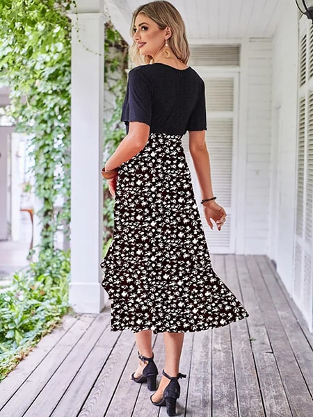 Black Floral Skirt Long - Image 3