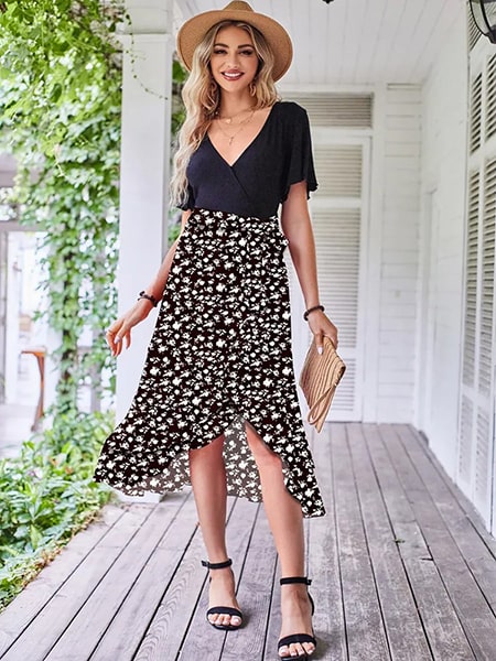 Black Floral Skirt Long - Image 4