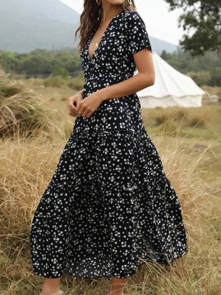 Alternative view of Black Long Floral Dress