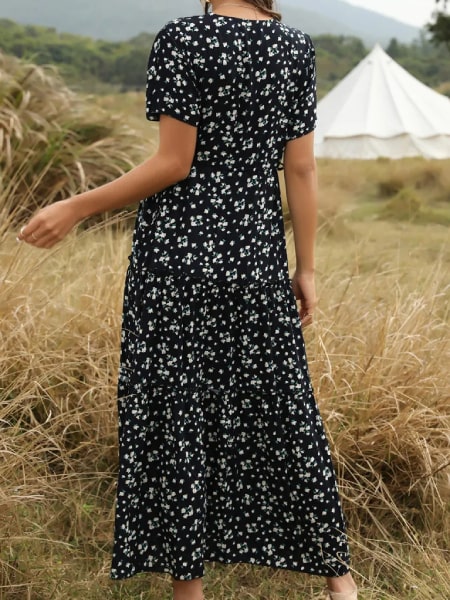 Black Long Floral Dress - Image 4