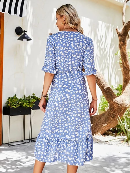 Blue And White Long Dress Floral - Image 3