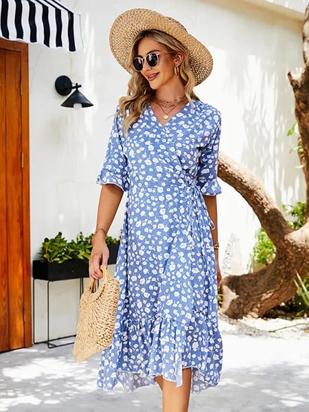 Alternative view of Blue And White Long Dress Floral