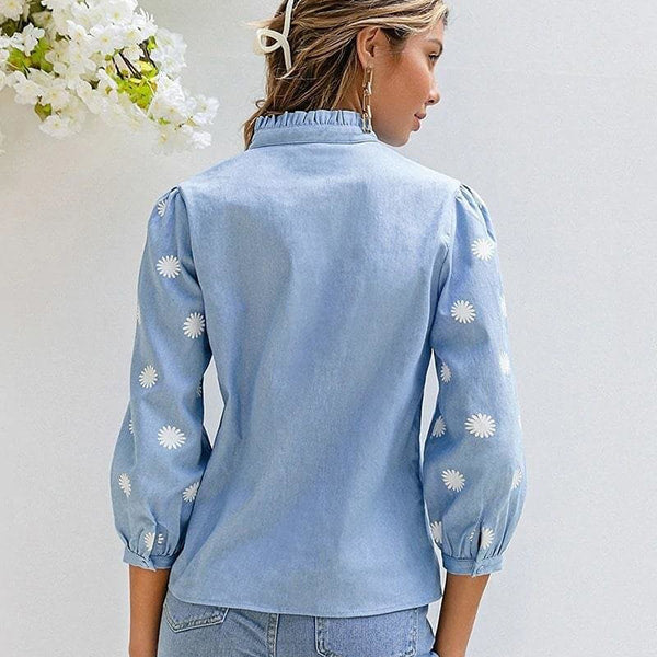 Blue Floral Blouse Women - Image 5