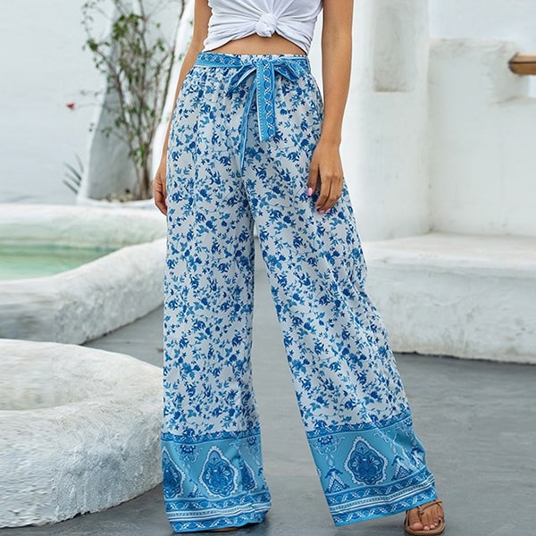 Blue Floral Pants