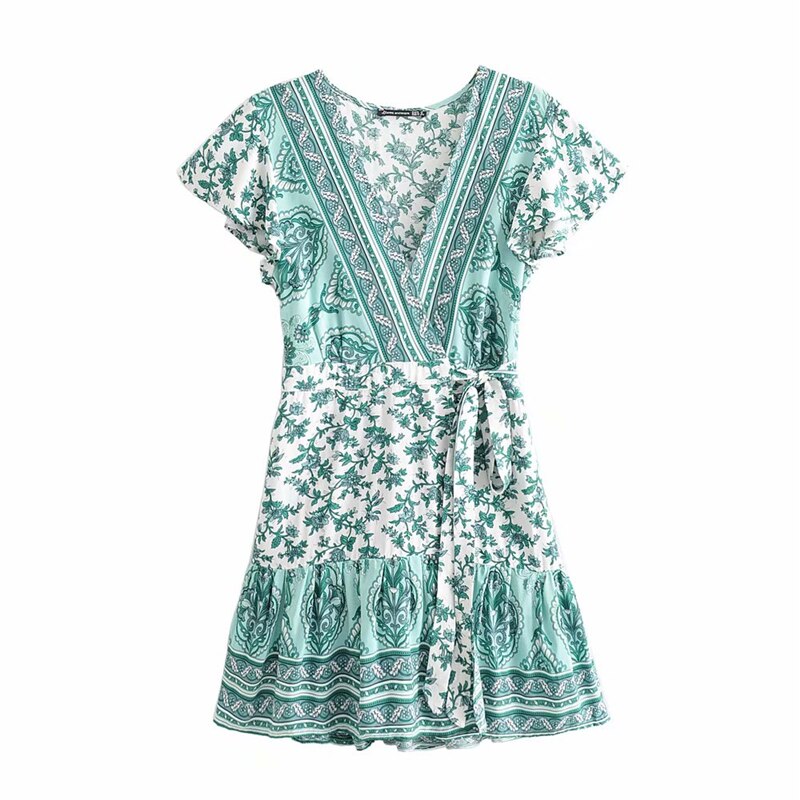 Blue Floral Short Dress - Image 6