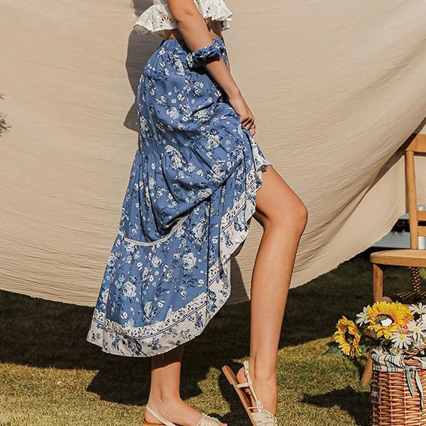 Blue Floral Skirt Long - Image 3
