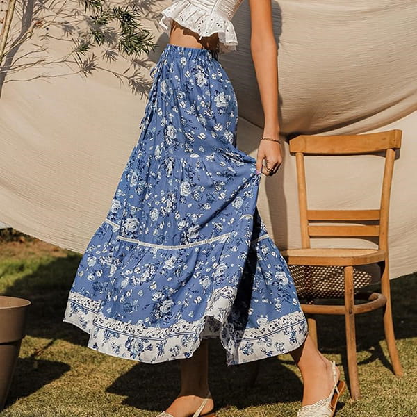 Alternative view of Blue Floral Skirt Long