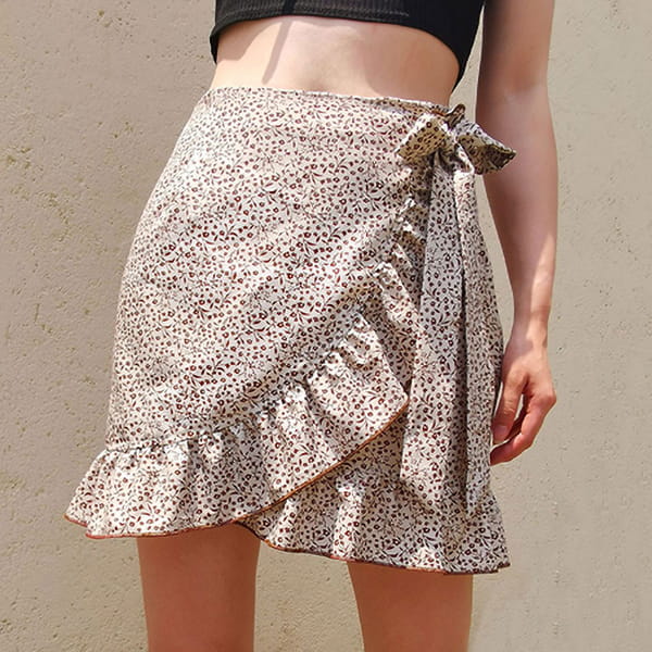 Alternative view of Blue Floral Wrap Skirt