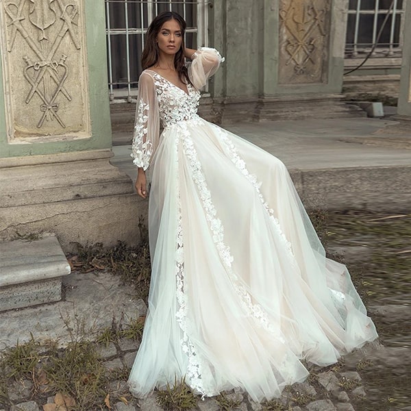 Bohemian Floral Wedding Dress