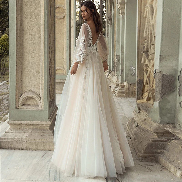 Bohemian Floral Wedding Dress - Image 3