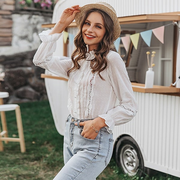 Boho Embroidered Floral Blouse