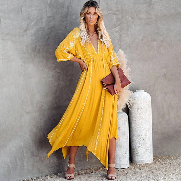 Boho Floral Dress Long