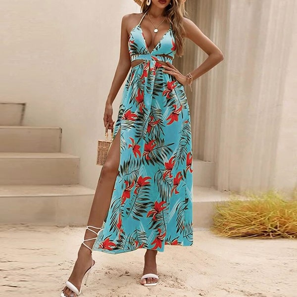 Boho Long Floral Slit Maxi Dress