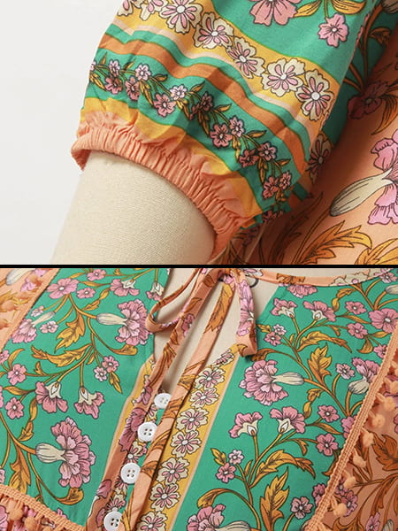 Boho Maxi Dress With Long Sleeves Floral - Image 3