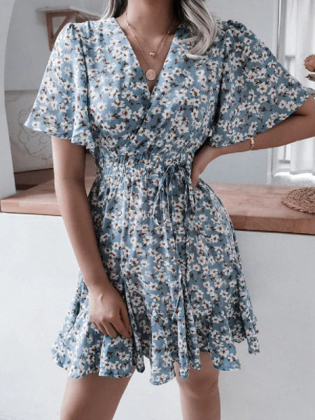 Crossover Short Floral Dress - Image 3