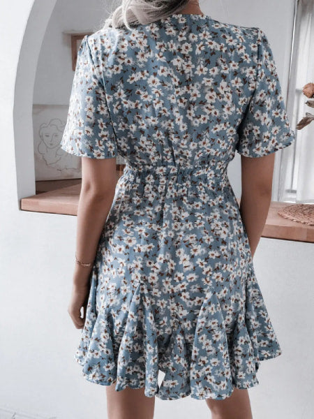 Crossover Short Floral Dress - Image 4