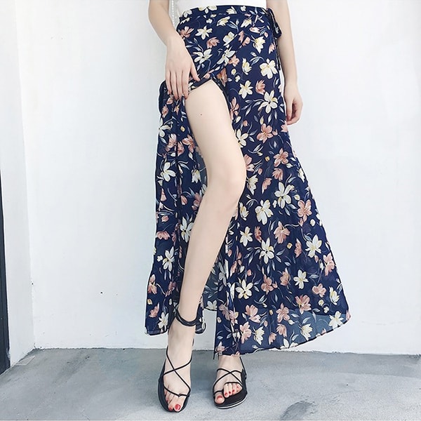 Dark Blue Floral Skirt