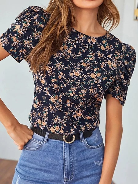 Dark Floral Blouse - Image 3