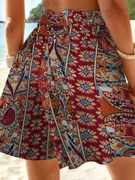 Ethnic Pattern Floral Shorts - Image 3