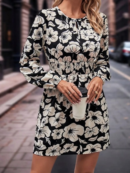 Fall Floral Dress Short - Image 3