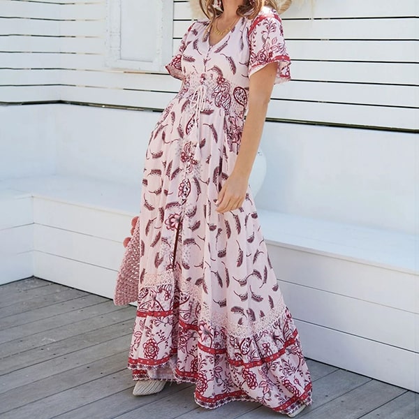 Feather Floral Maxi Dress - Image 3