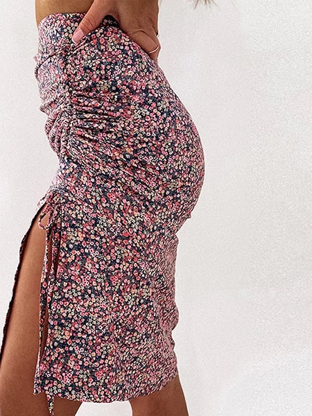 Floral Asymmetrical Midi Skirt - Image 3
