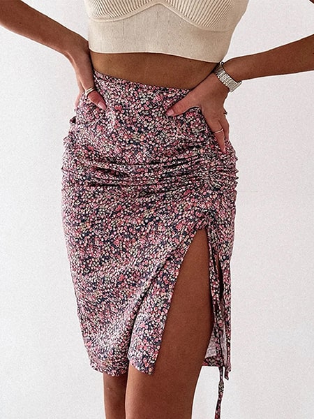 Alternative view of Floral Asymmetrical Midi Skirt