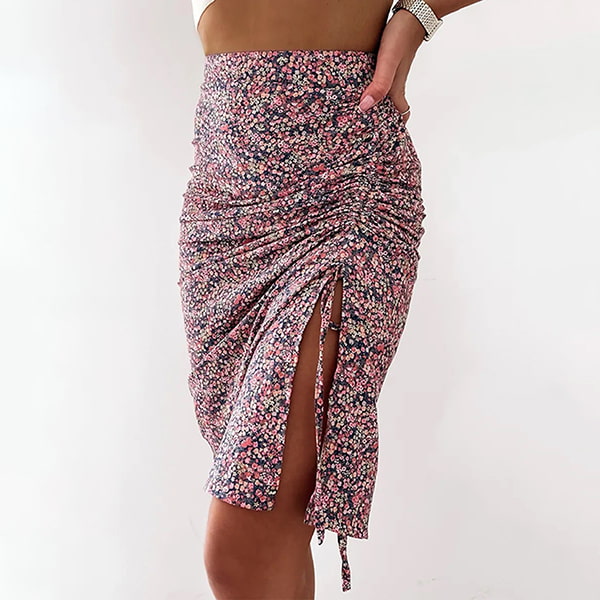 Floral Asymmetrical Midi Skirt