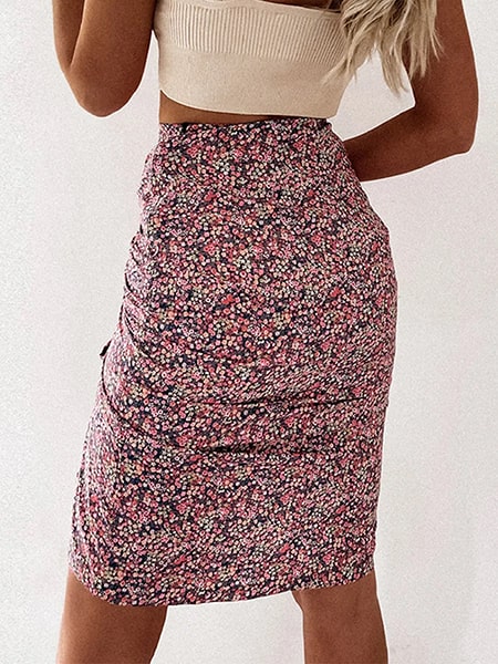 Floral Asymmetrical Midi Skirt - Image 4