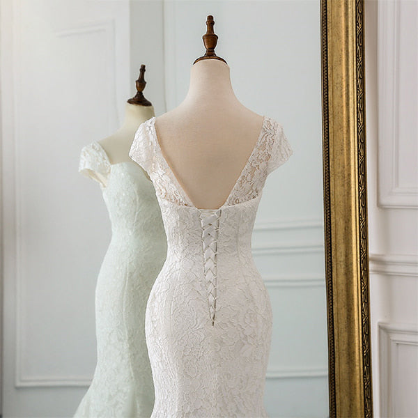 Floral Backless Wedding Dress - Image 4