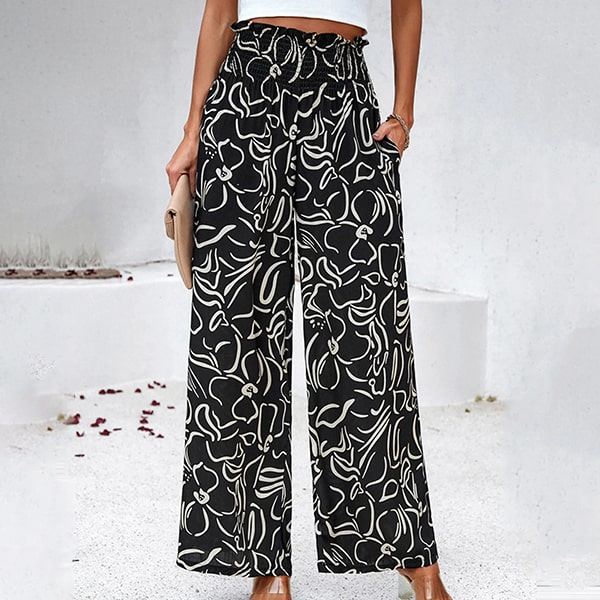 Floral Black Pants