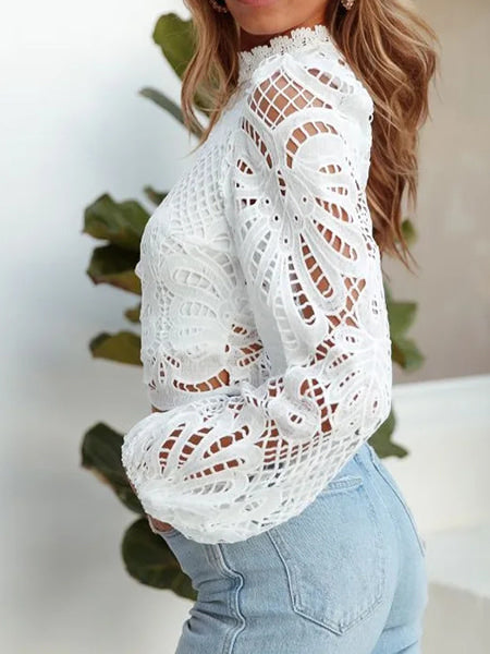 Floral Blouse Crop Top - Image 3