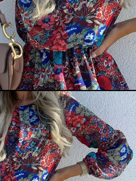 Floral Boho Dress Short - Image 3