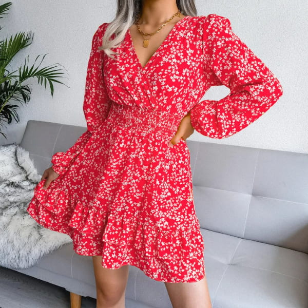 Floral Chiffon Dress Short