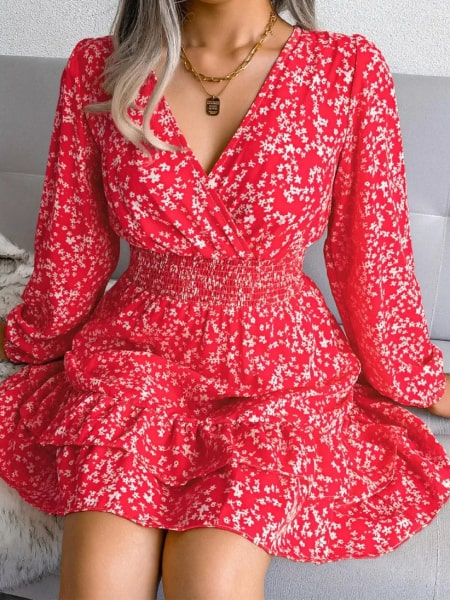 Floral Chiffon Dress Short - Image 4