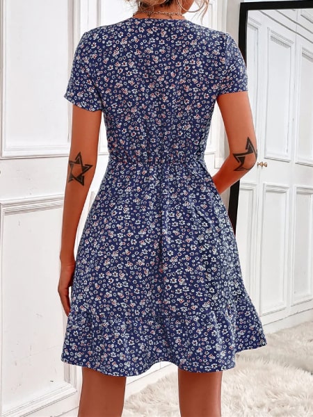 Floral Cocktail Short Dress - Image 4