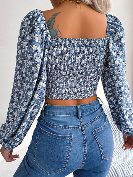 Floral Crop Blouse - Image 4