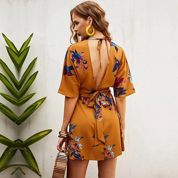 Alternative view of Floral Dress with Deep V-neck
