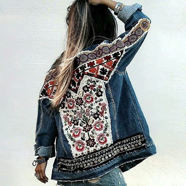 Floral Embroidered Denim Jacket - Image 3