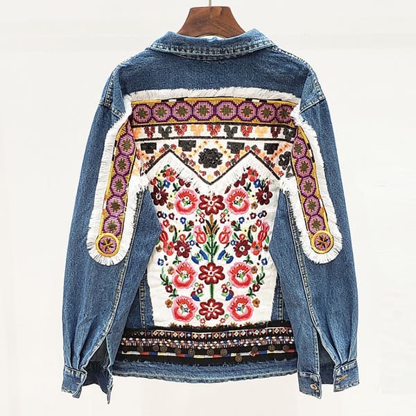 Floral Embroidered Denim Jacket - Image 5