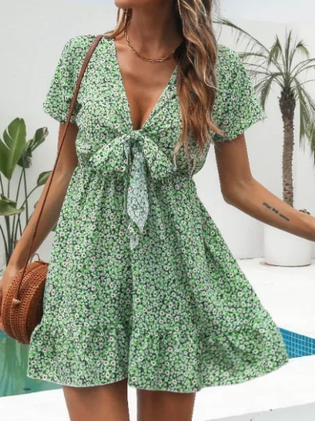 Floral Embroidered Dress Short - Image 3