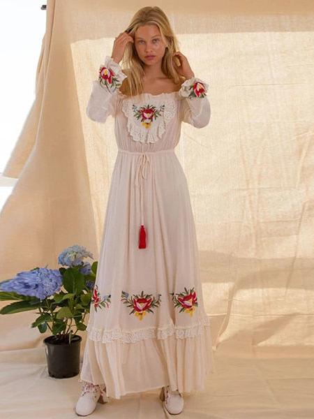 Floral Embroidered Long Dress - Image 3