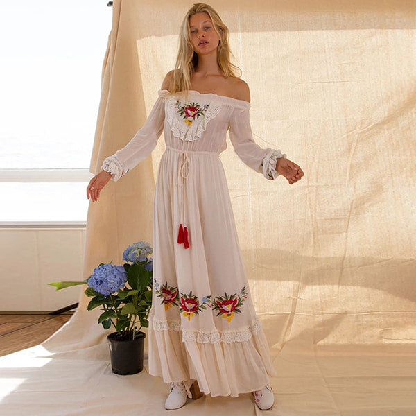 Floral Embroidered Long Dress