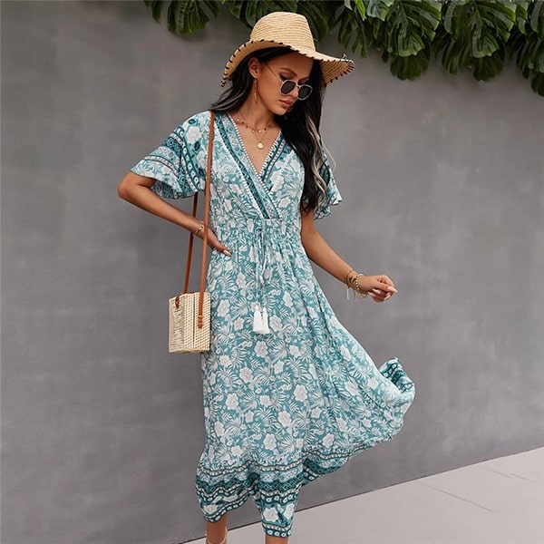 Floral Embroidered Long Dresses - Image 3