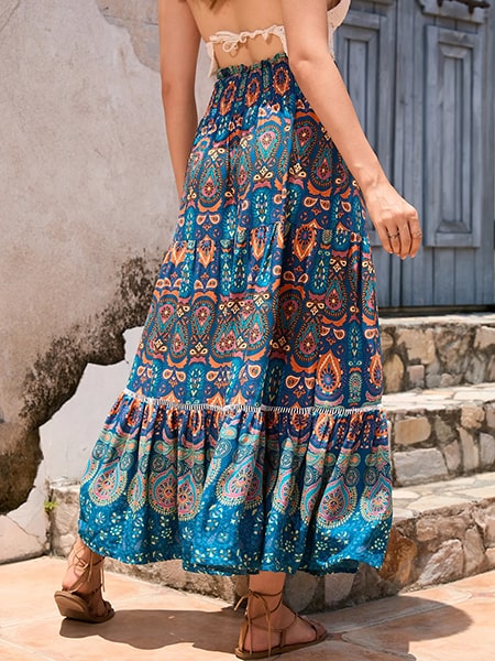 Floral Flared Maxi Skirt - Image 4