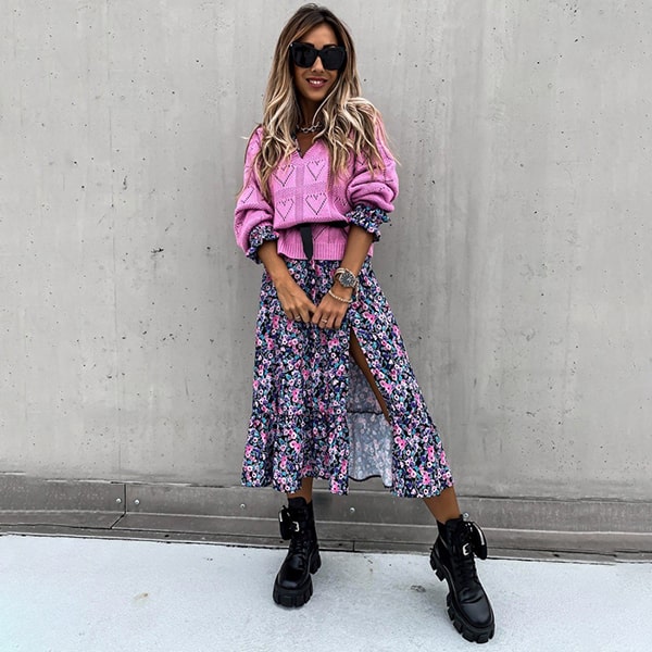 Floral Grunge Long Dress - Image 4