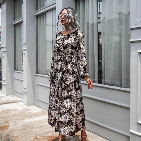 Floral Halter Dress Long - Image 4