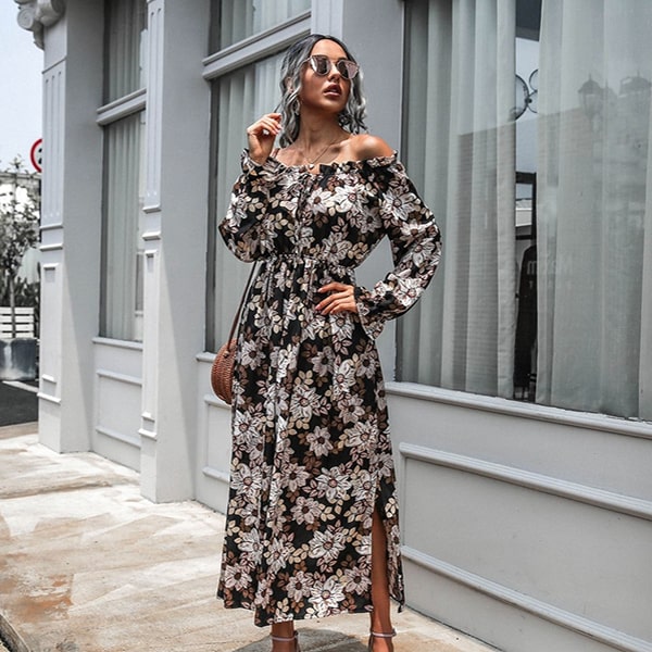 Floral Halter Dress Long - Image 3